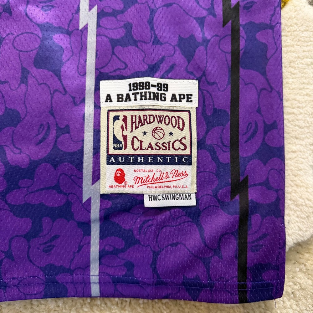 Mitchell & Ness BAPE Toronto Raptors Purple Camo Jersey 93 Medium NWT Rare NBA - Picture 4 of 7